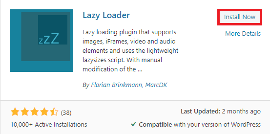 Lazy loading WordPress