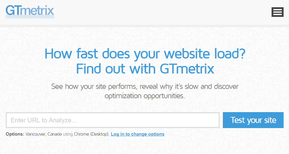 Measuring the loading speed on gtmetrix for a wordpress website