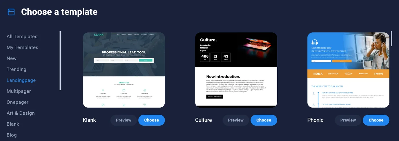 قوة الصفحات المقصودة: كيفية تحويل الزوار إلى عملاء 3 قوالب الصفحة المقصودة Sitejet Builder
